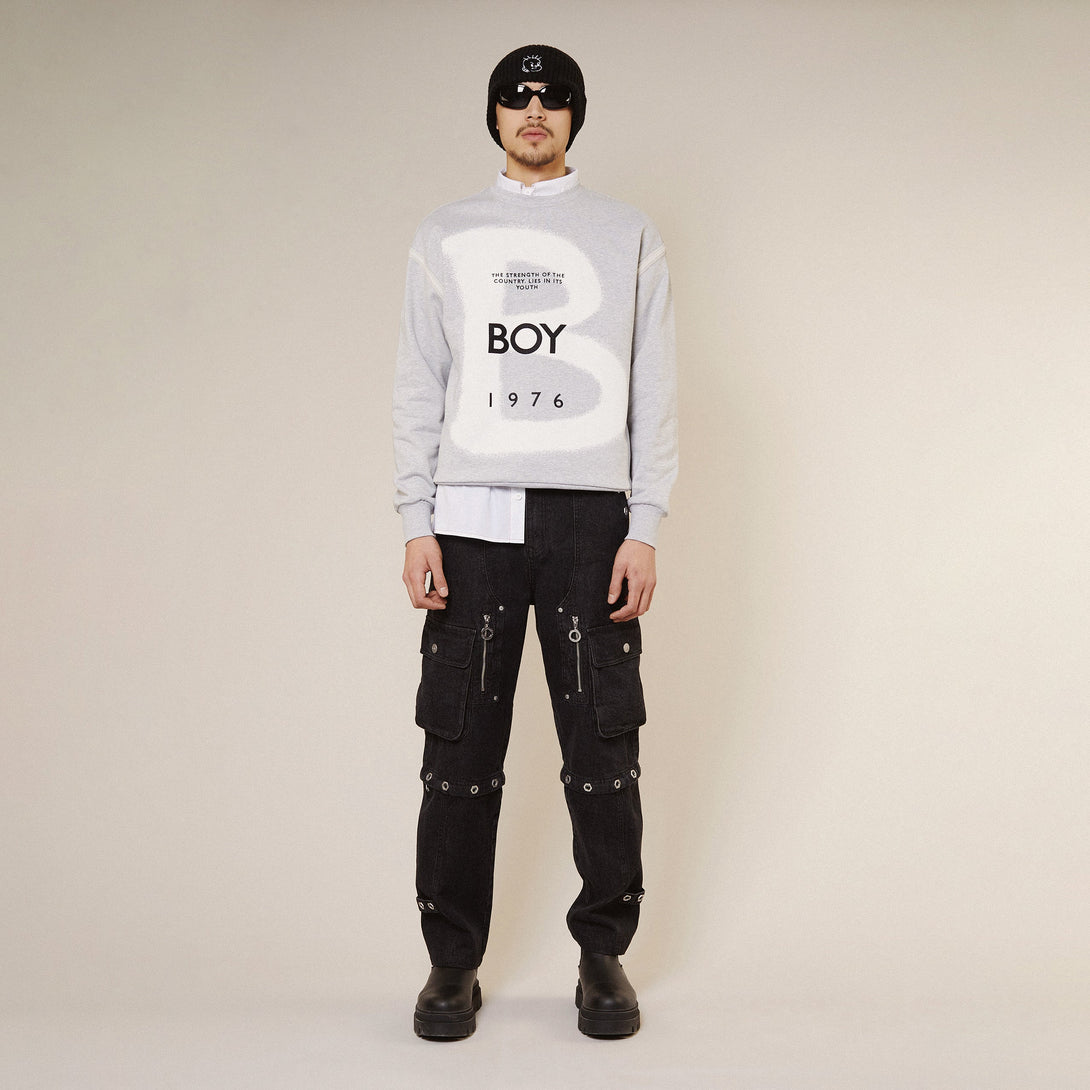 B IS FOR BOY SWEATSHIRT - SNOW MARL/HEATHER MARL