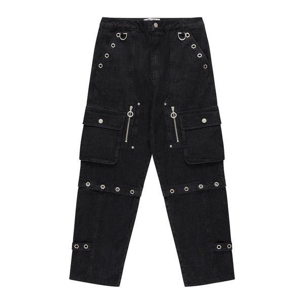 BOLT EYELET RELAXED DENIM JEANS - CHARCOAL BLACK