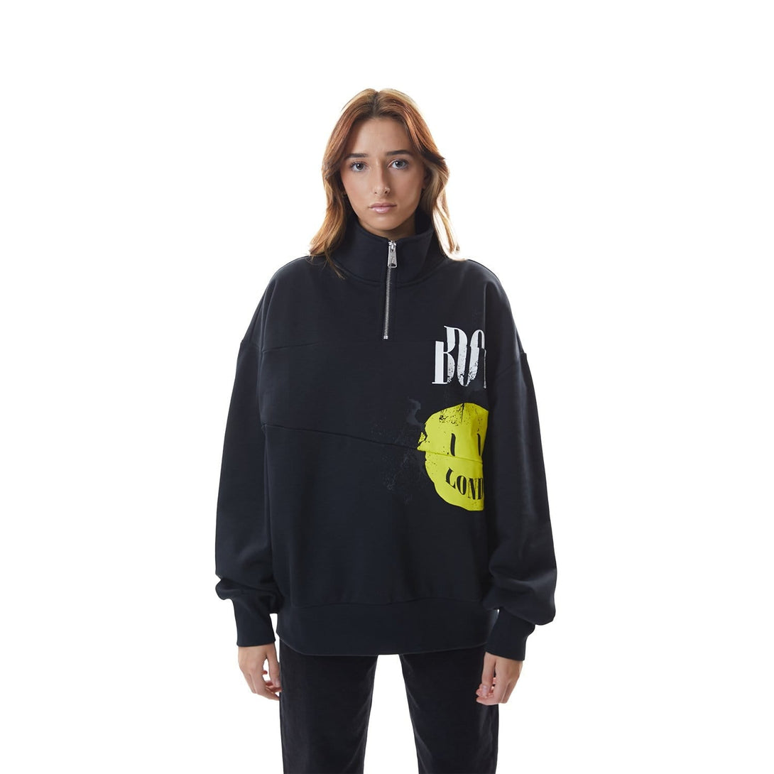 BOY ACID HALF ZIP SWEATSHIRT - BLACK