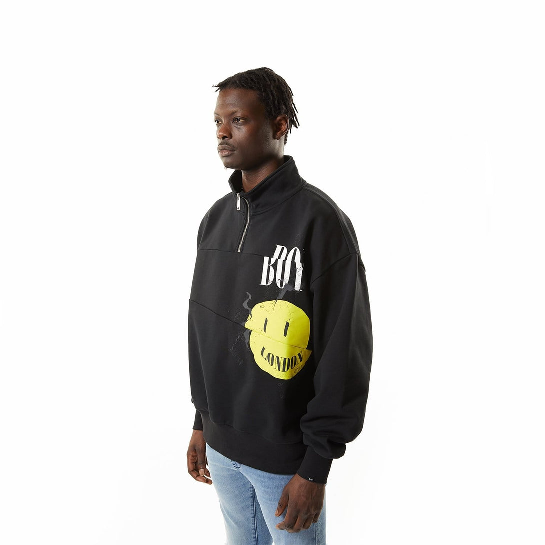 BOY ACID HALF ZIP SWEATSHIRT - BLACK