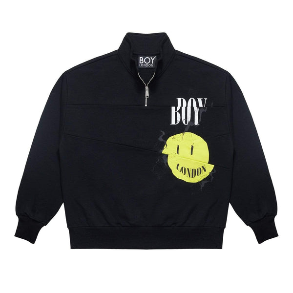 BOY ACID HALF ZIP SWEATSHIRT - BLACK