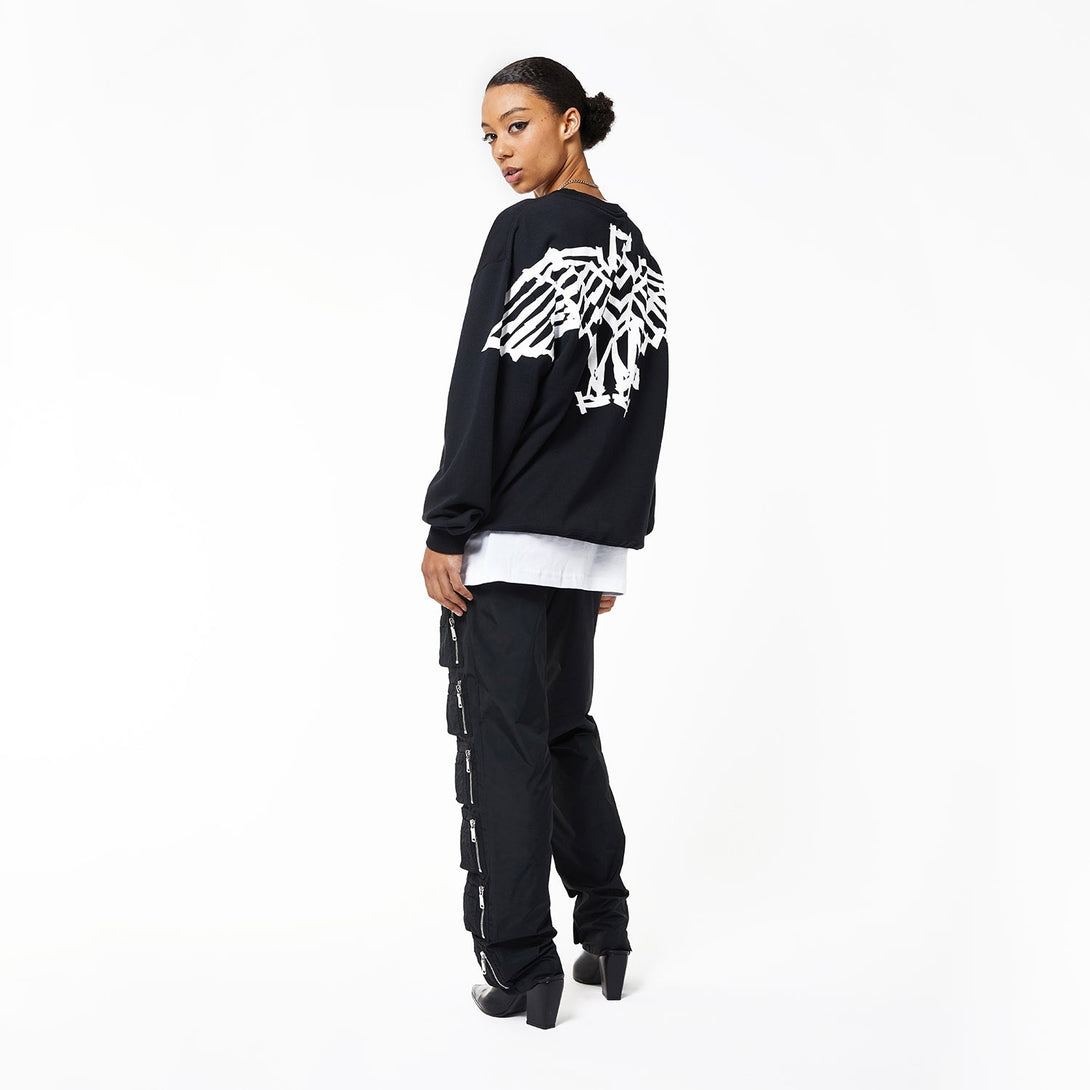 BOY BACKPRINT TAPE EAGLE SWEATSHIRT WOMENS - BLACK/WHITE