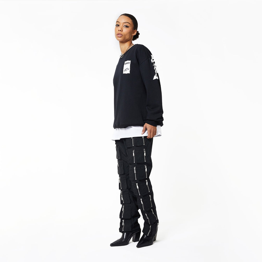 BOY BACKPRINT TAPE EAGLE SWEATSHIRT WOMENS - BLACK/WHITE