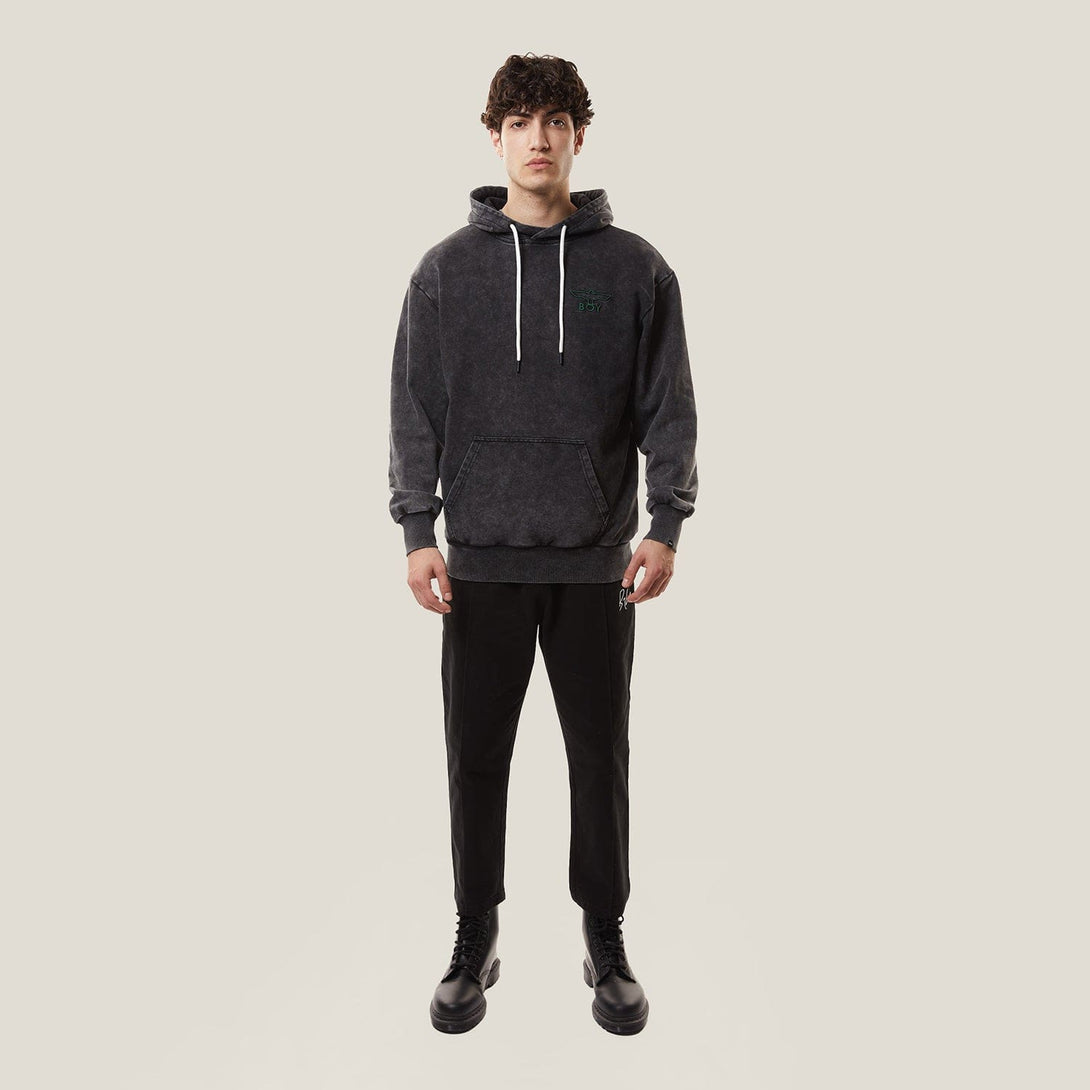 BOY EAGLE 3D EMB HOODIE - WASHED BLACK