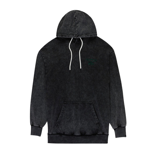 BOY EAGLE 3D EMB HOODIE - WASHED BLACK