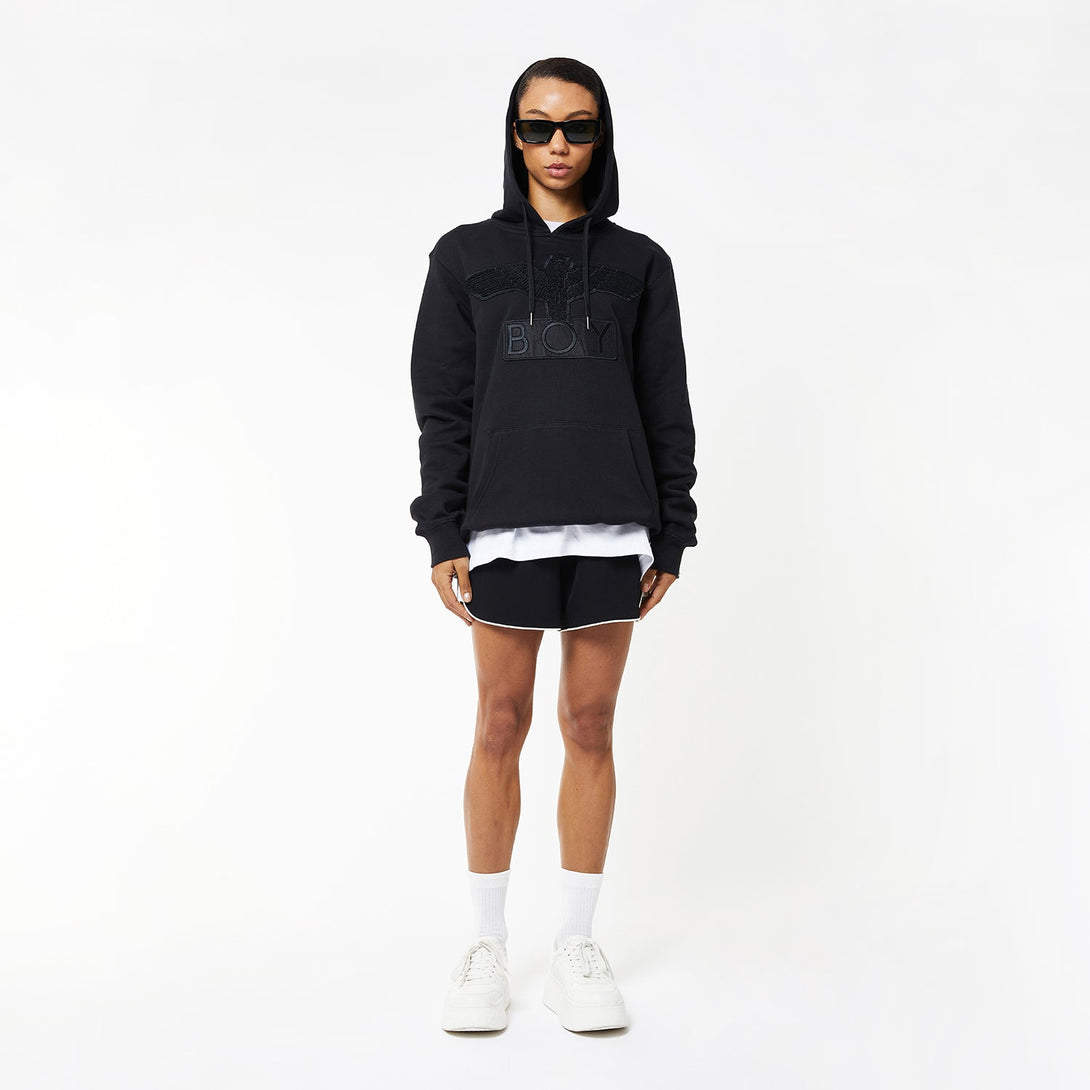 BOY EAGLE APPLIQUE HOODIE WOMENS - BLACK