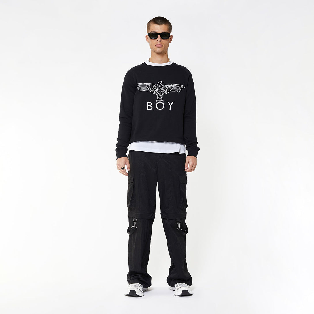 BOY EAGLE APPLIQUE SWEATSHIRT - BLACK