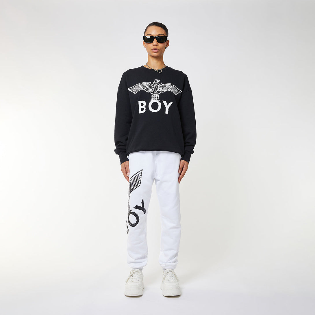 BOY EAGLE APPLIQUE SWEATSHIRT WOMENS - BLACK