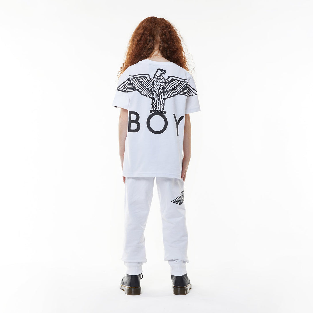 BOY EAGLE BACK PRINT KIDS GRAPHIC TEE - WHITE/BLACK