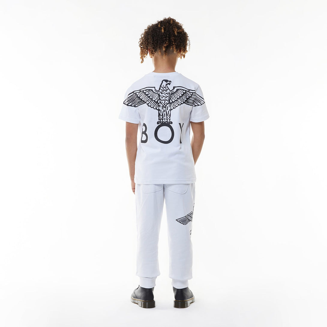 BOY EAGLE BACK PRINT KIDS GRAPHIC TEE - WHITE/BLACK