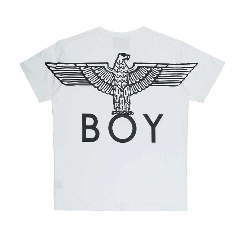 BOY EAGLE BACK PRINT KIDS GRAPHIC TEE - WHITE/BLACK