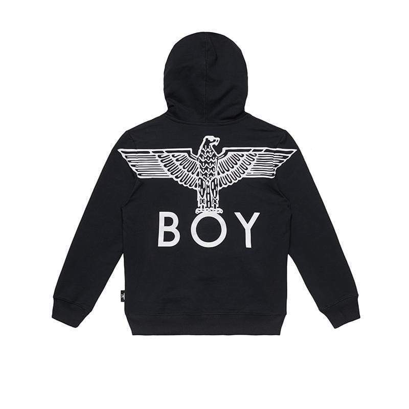 BOY EAGLE BACKPRINT KIDS HOODIE - BLACK