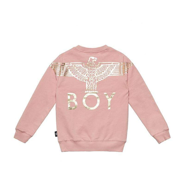 BOY EAGLE BACKPRINT KIDS SWEATSHIRT - PINK/GOLD