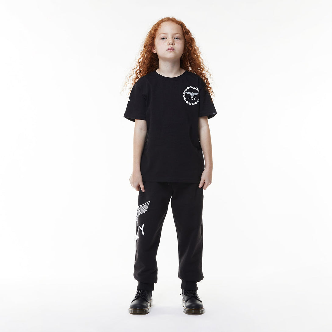 BOY EAGLE BACKPRINT KIDS T-SHIRT - BLACK