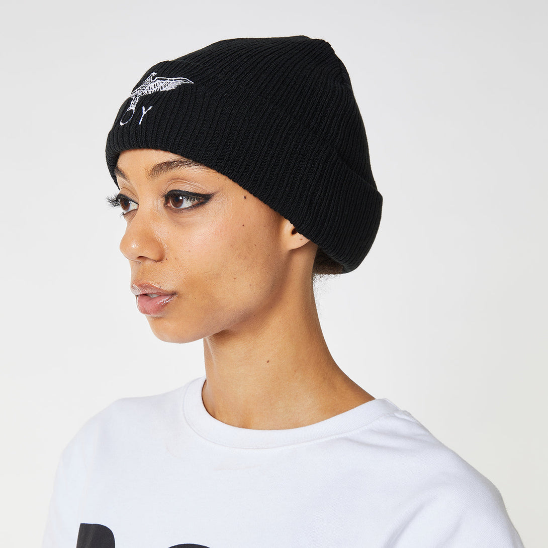 BOY EAGLE BEANIE WOMANS - BLACK/WHITE-BEANIES-BOY London