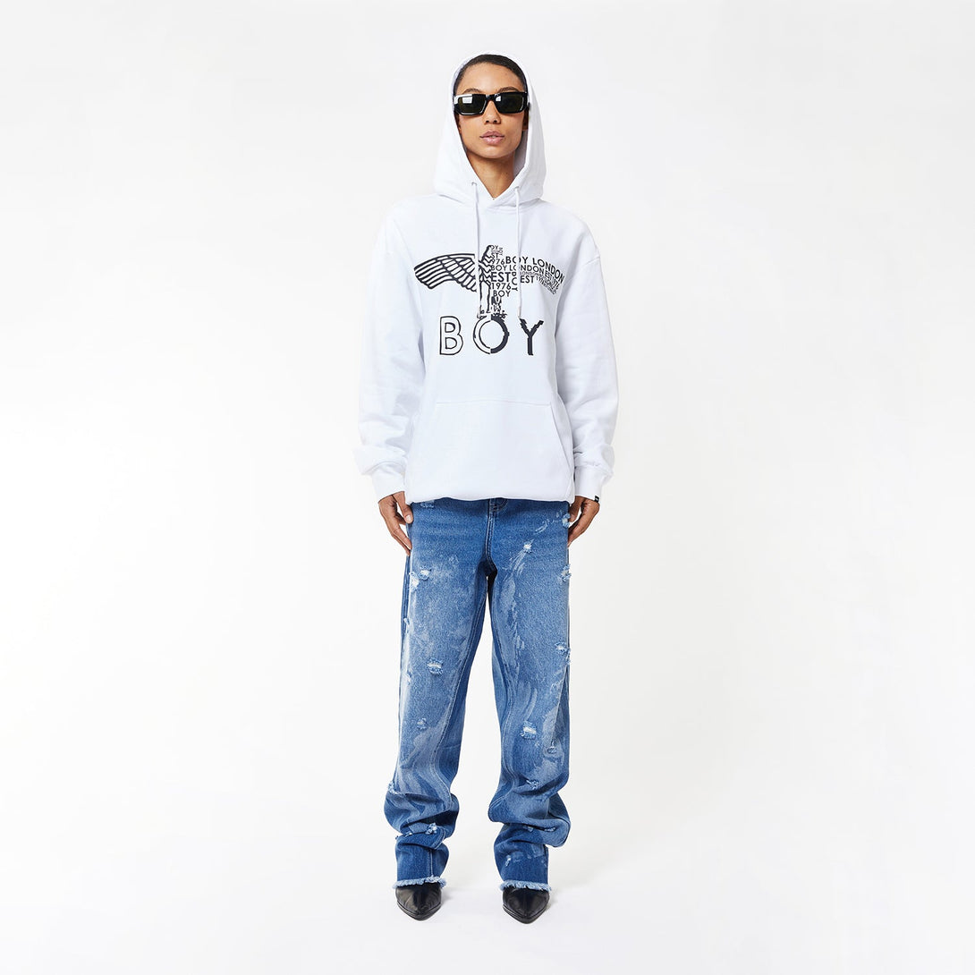 BOY EAGLE CONCEALED HOODIE WOMENS - WHITE