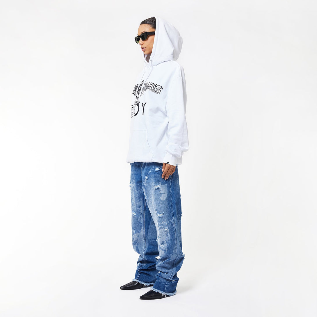 BOY EAGLE CONCEALED HOODIE WOMENS - WHITE