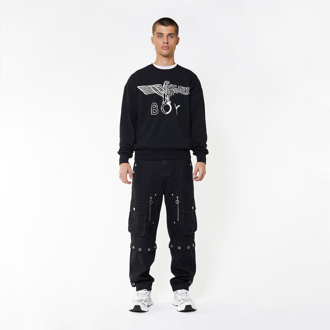 BOY EAGLE CONCEALED SWEATSHIRT - BLACK