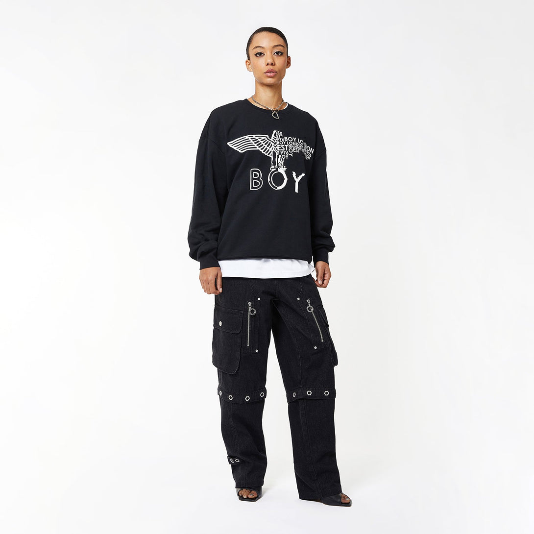 BOY EAGLE CONCEALED SWEATSHIRT WOMENS - BLACK