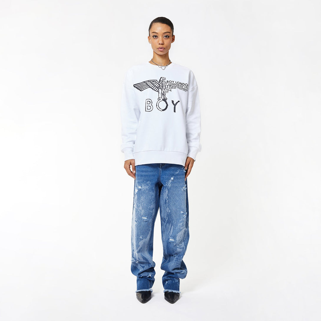 BOY EAGLE CONCEALED SWEATSHIRT WOMENS - WHITE