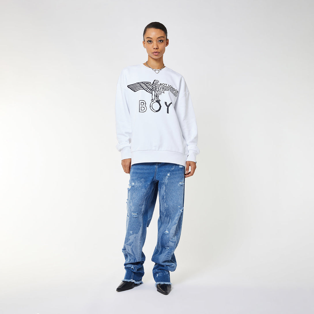 BOY EAGLE CONCEALED SWEATSHIRT WOMENS - WHITE