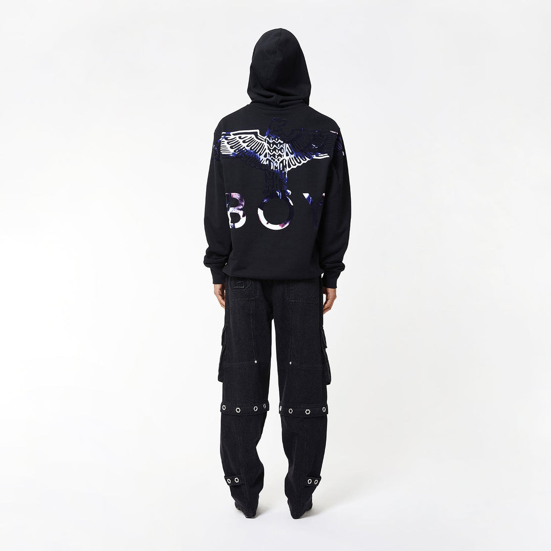 BOY EAGLE FLOCK HOODIE WOMENS - BLACK