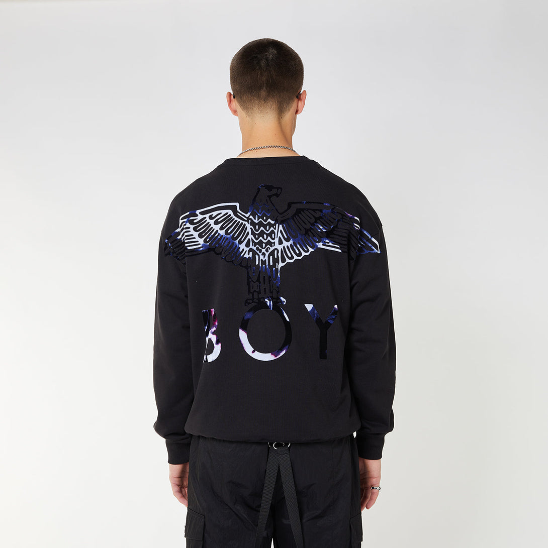 BOY EAGLE FLOCK SWEATSHIRT - BLACK