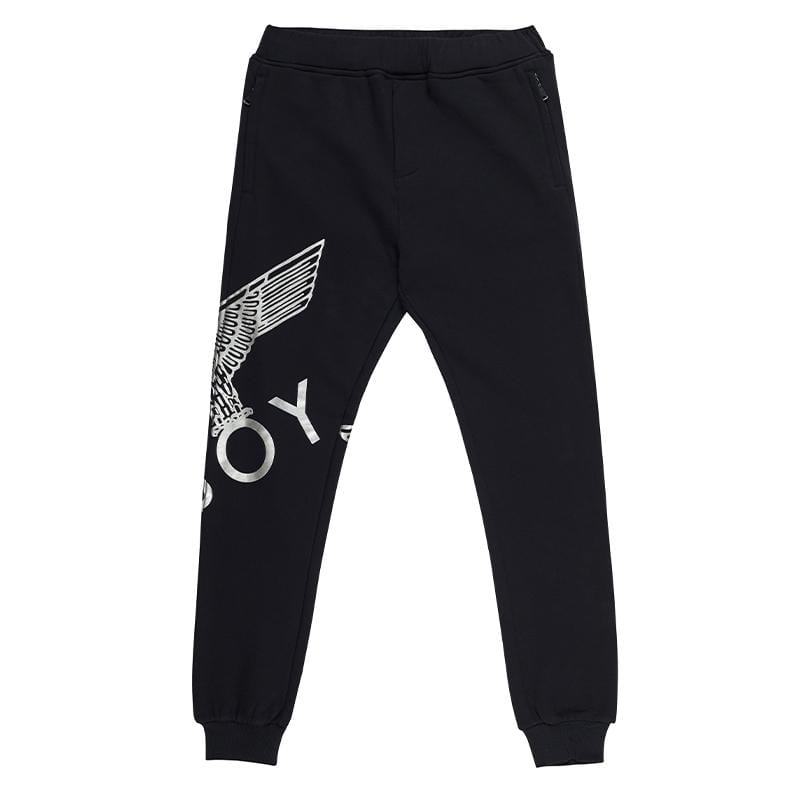 BOY EAGLE JOGGERS - BLACK/SILVER