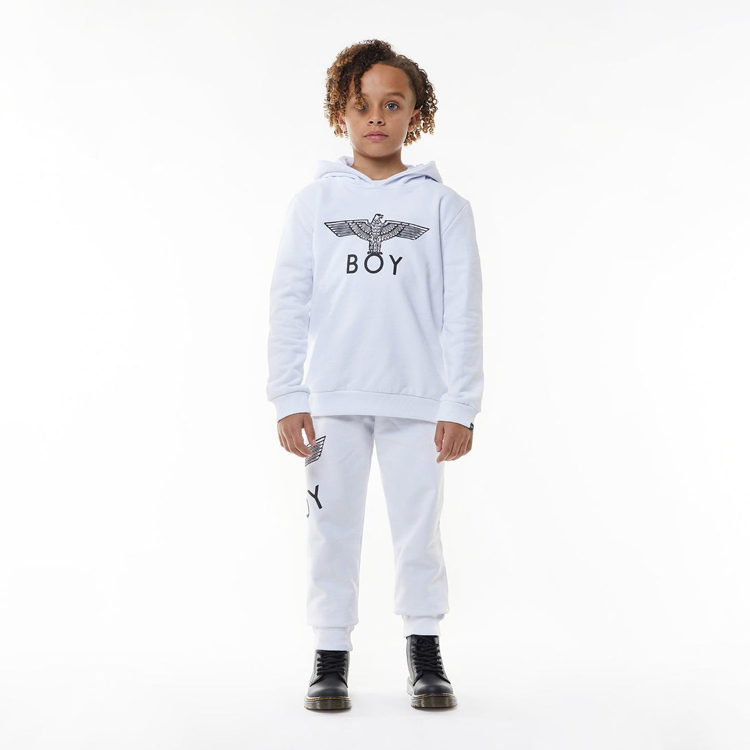 BOY EAGLE KIDS HOODIE - WHITE / BLACK