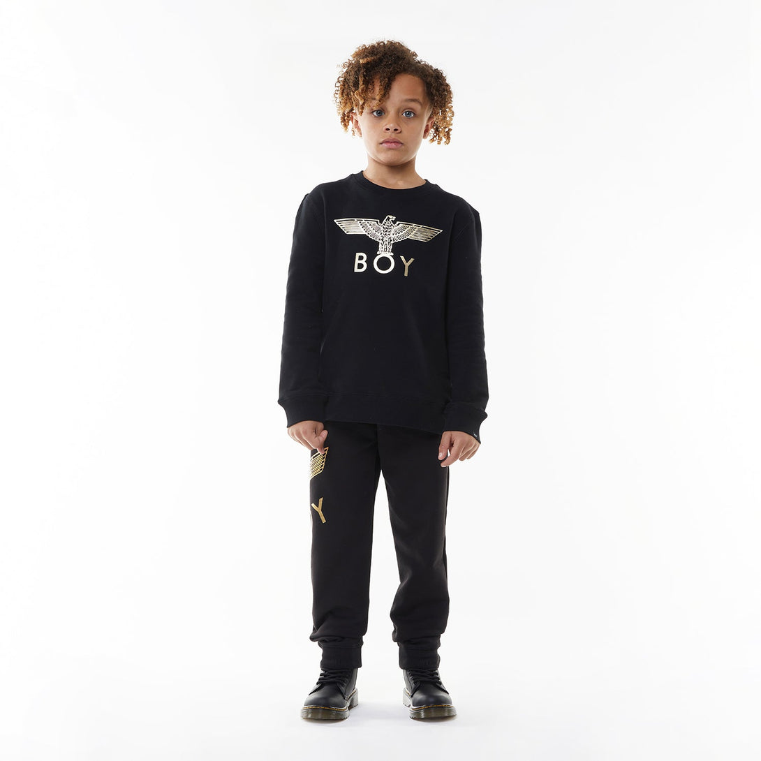 BOY EAGLE KIDS JOGGERS - BLACK/GOLD