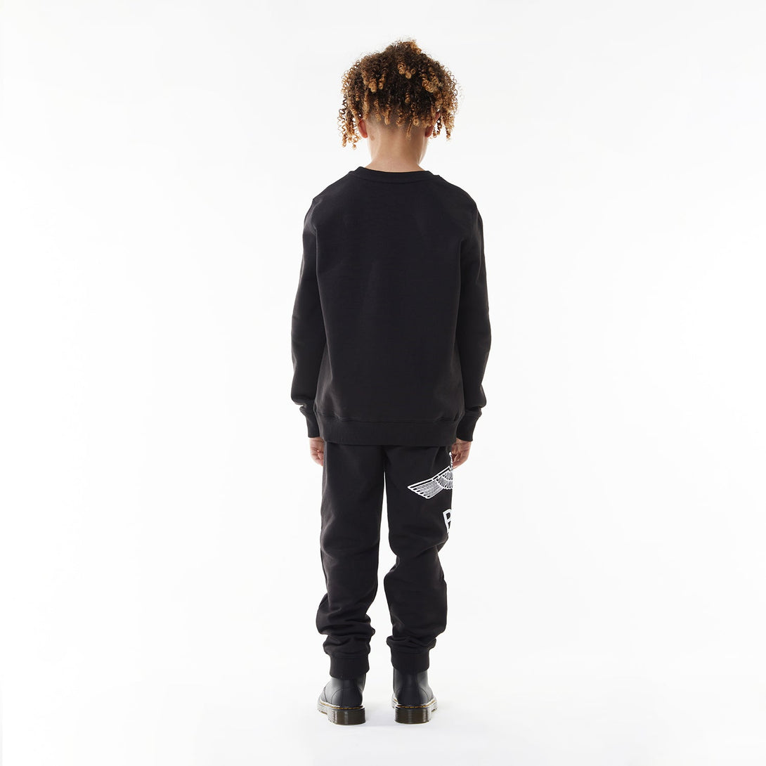 BOY EAGLE KIDS JOGGERS - BLACK/WHITE