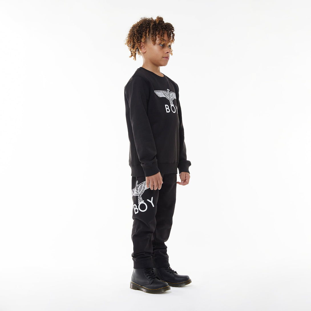 BOY EAGLE KIDS JOGGERS - BLACK/WHITE