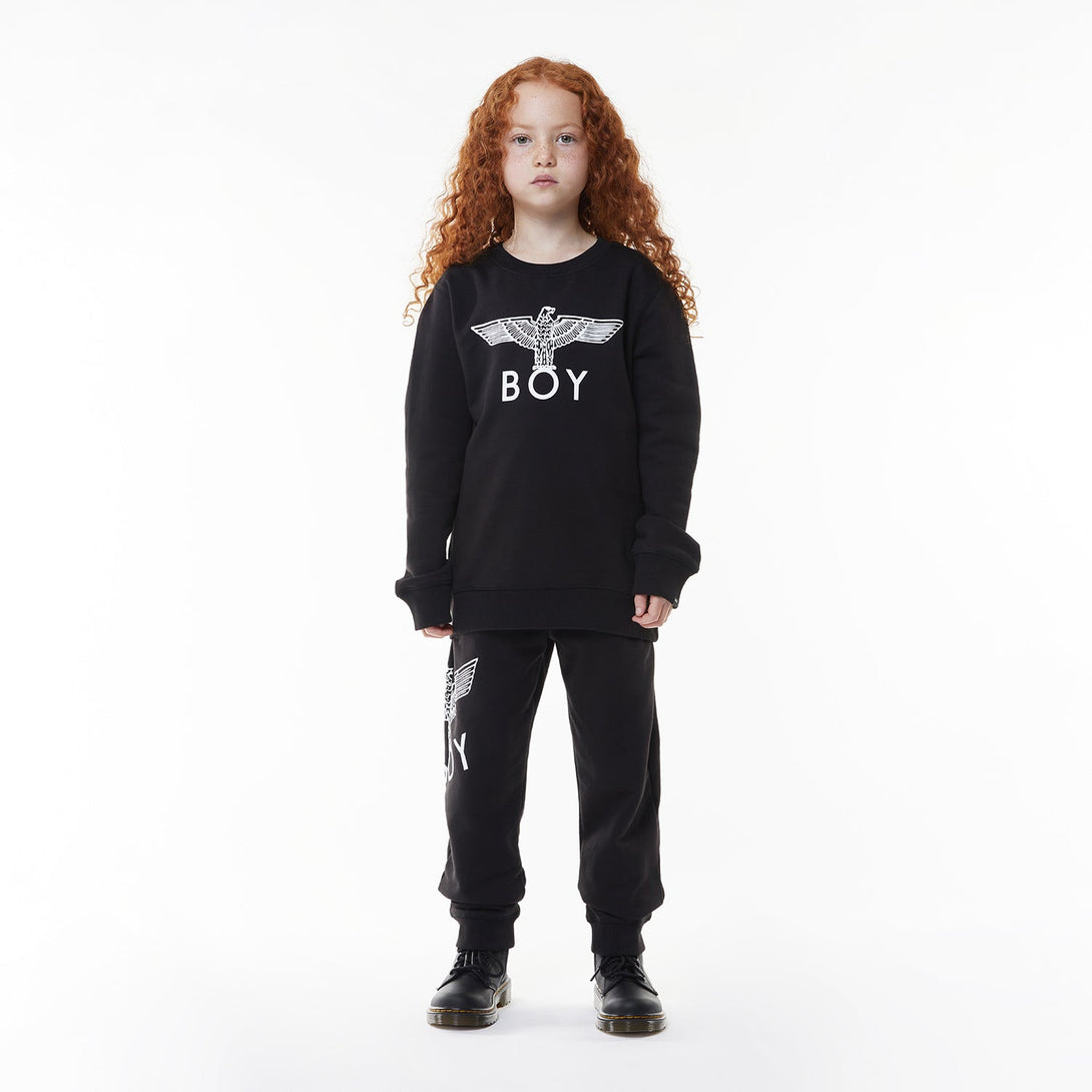 BOY EAGLE KIDS JOGGERS - BLACK/WHITE