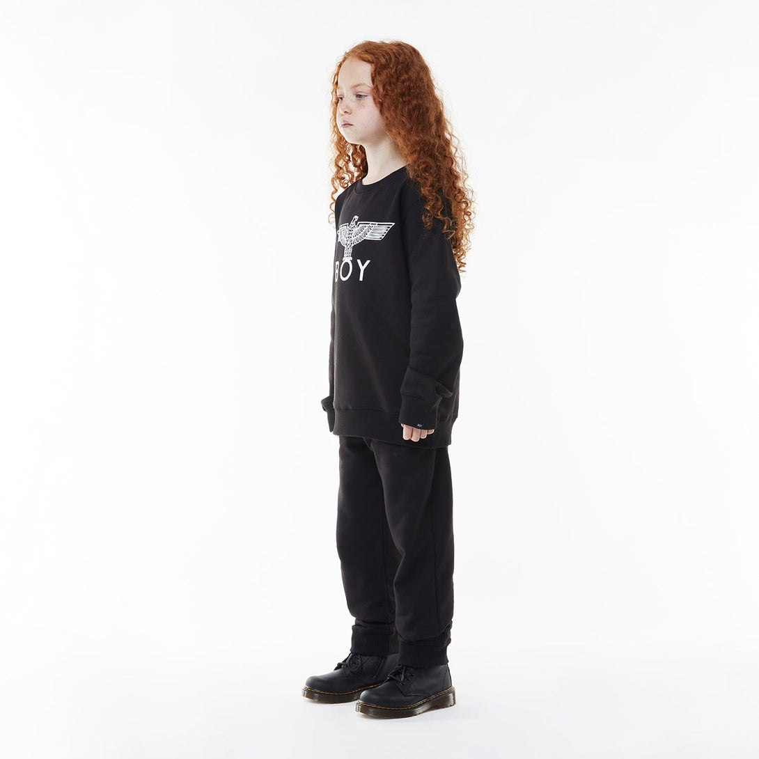 BOY EAGLE KIDS JOGGERS - BLACK/WHITE