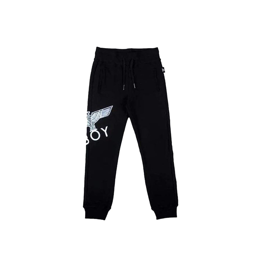 BOY EAGLE KIDS JOGGERS - BLACK/WHITE