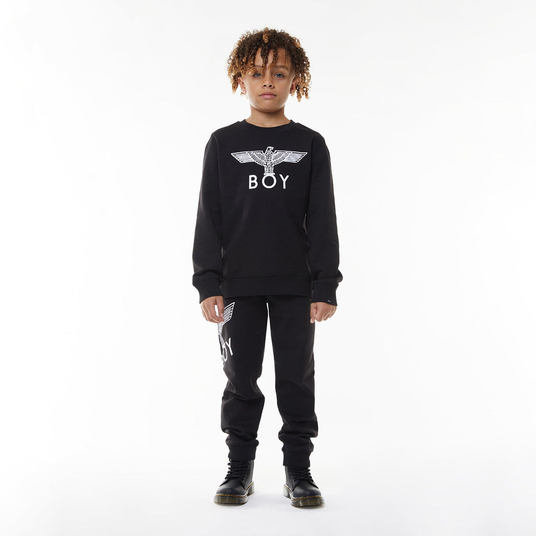 BOY EAGLE KIDS JOGGERS - BLACK/WHITE