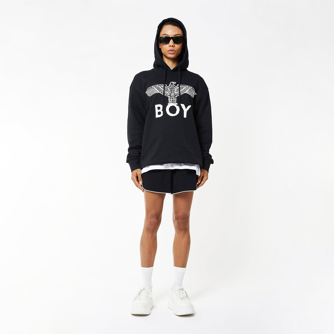 BOY EAGLE SCRIBBLE HOODIE WOMENS - BLACK/WHITE