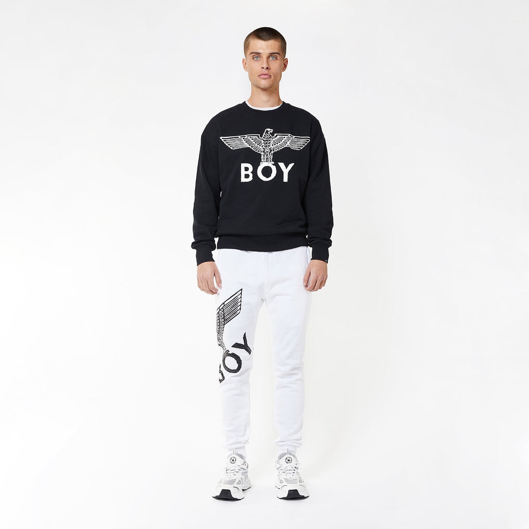 BOY EAGLE SCRIBBLE JOGGERS - WHITE/BLACK