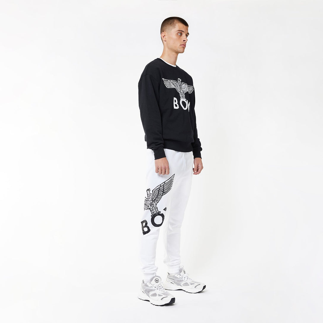 BOY EAGLE SCRIBBLE JOGGERS - WHITE/BLACK