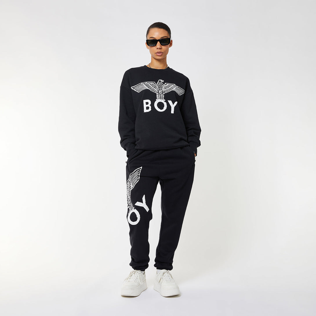 BOY EAGLE SCRIBBLE JOGGERS WOMENS - BLACK/WHITE