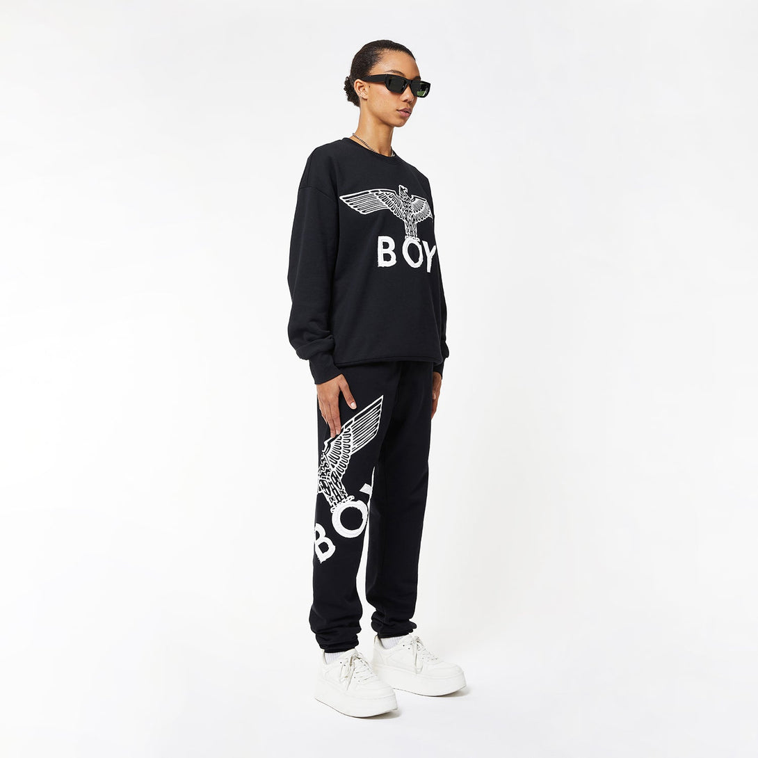 BOY EAGLE SCRIBBLE JOGGERS WOMENS - BLACK/WHITE