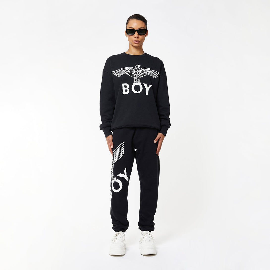 BOY EAGLE SCRIBBLE JOGGERS WOMENS - BLACK/WHITE