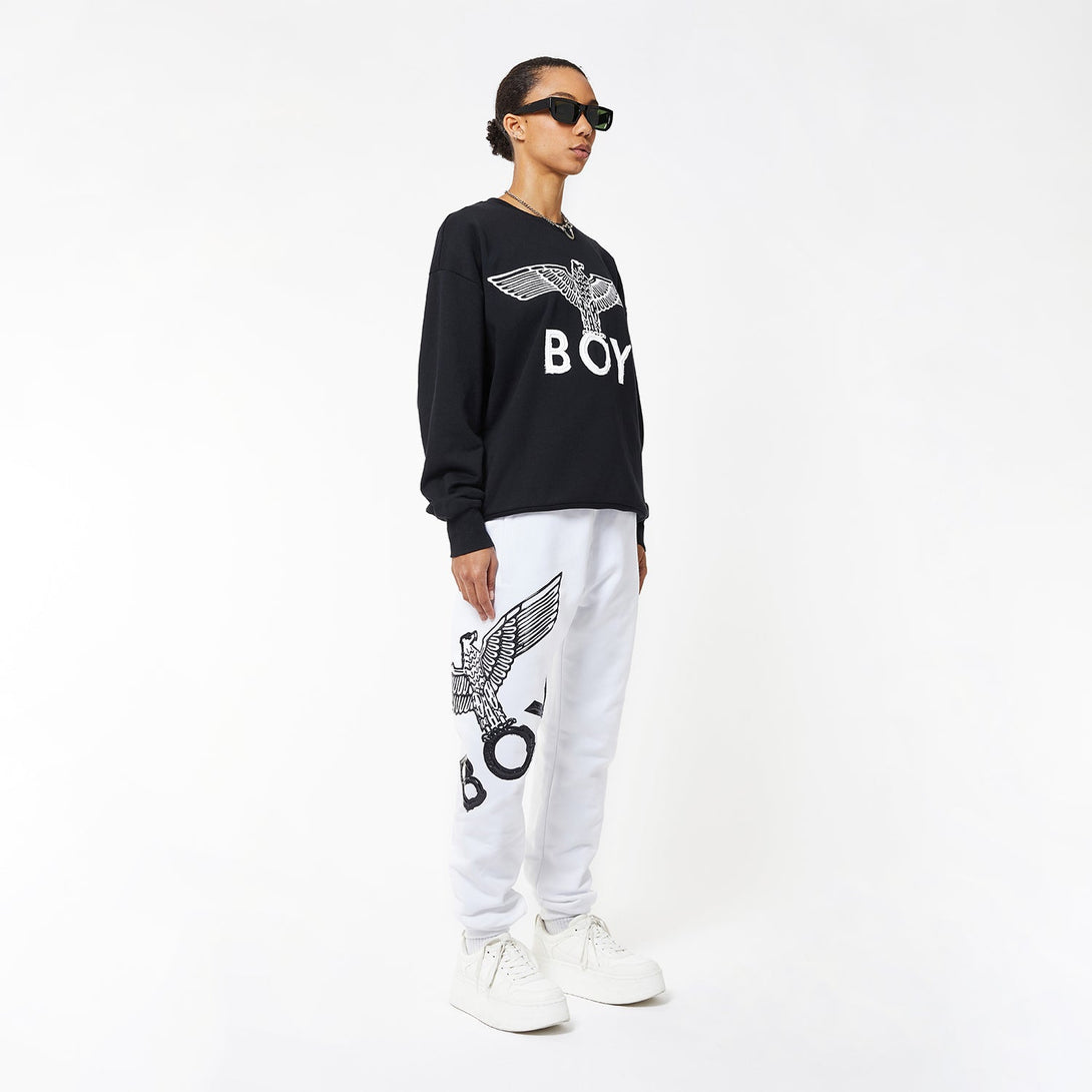 BOY EAGLE SCRIBBLE JOGGERS WOMENS - WHITE/BLACK