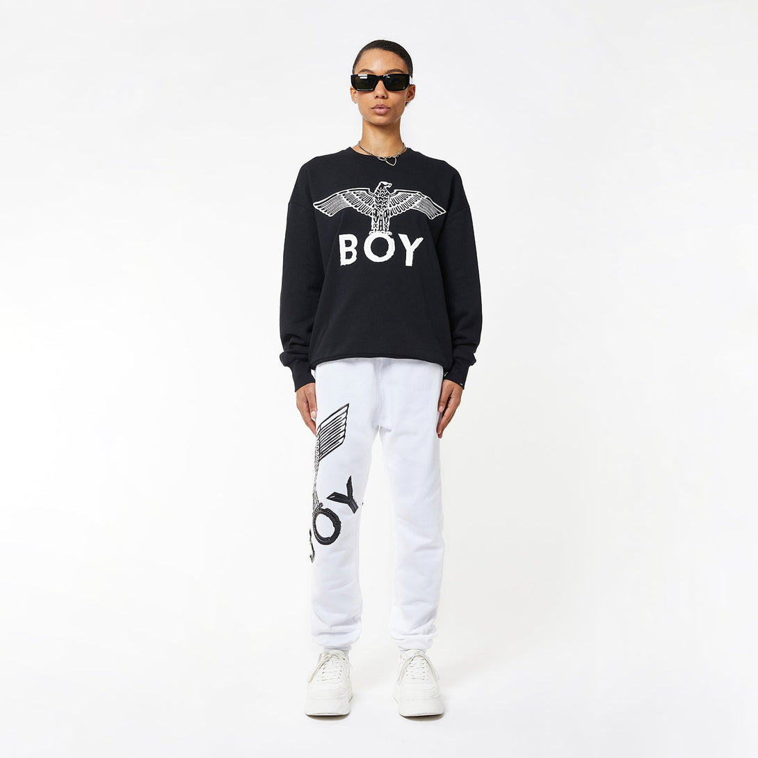 BOY EAGLE SCRIBBLE JOGGERS WOMENS - WHITE/BLACK