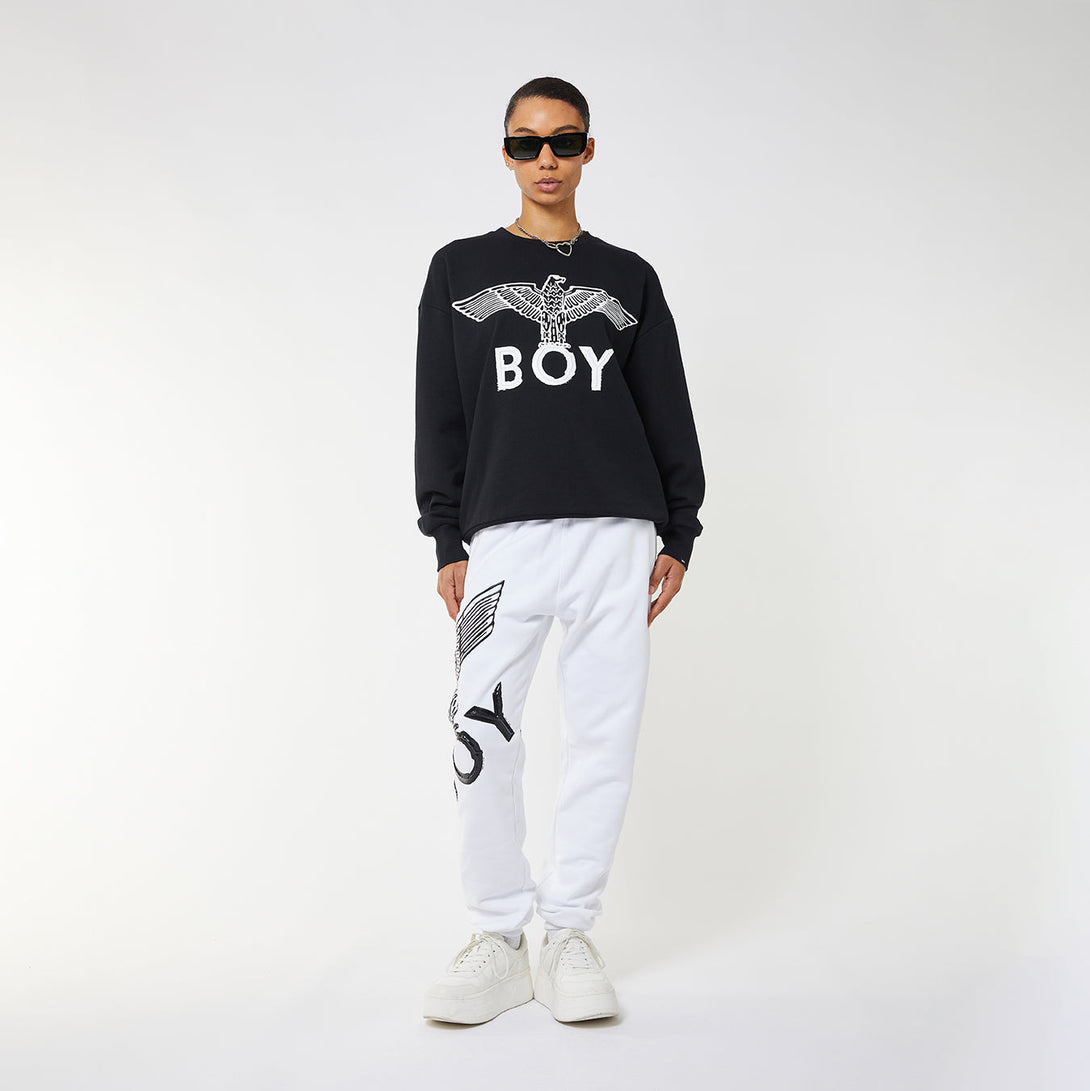 BOY EAGLE SCRIBBLE JOGGERS WOMENS - WHITE/BLACK