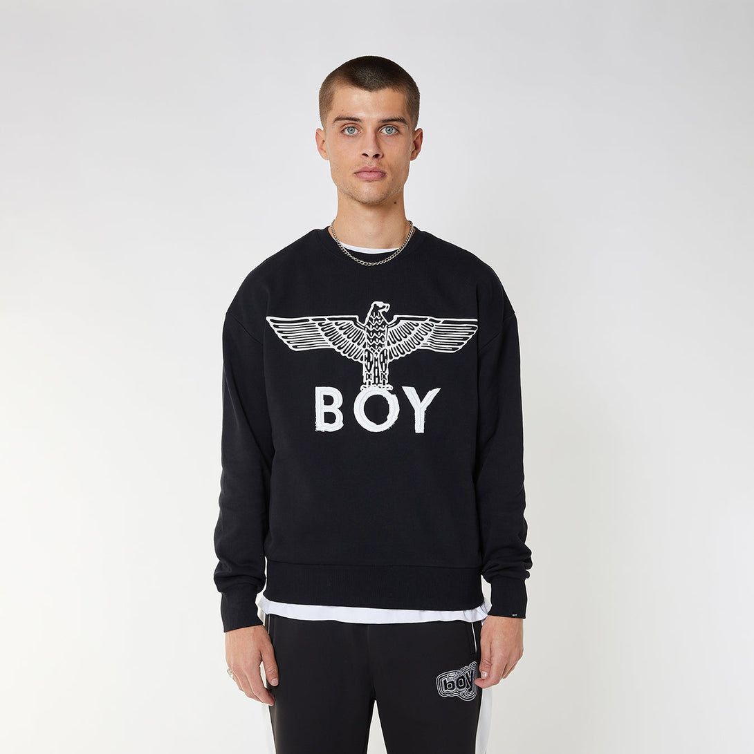 BOY EAGLE SCRIBBLE SWEATSHIRT - BLACK/WHITE