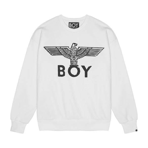 BOY EAGLE SCRIBBLE SWEATSHIRT WOMENS - WHITE/BLACK