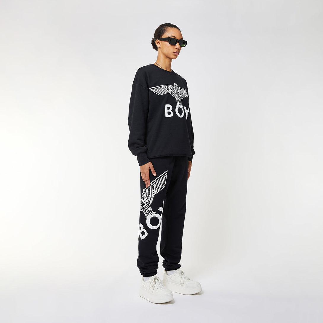 BOY EAGLE SCRIBBLE SWEATSHIRT WOMENS - BLACK/WHITE