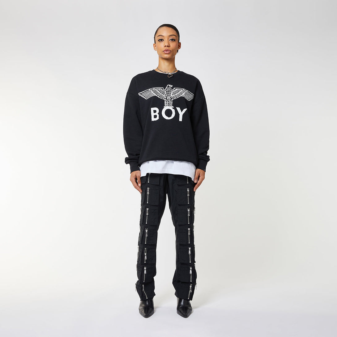 BOY EAGLE SCRIBBLE SWEATSHIRT WOMENS - BLACK/WHITE