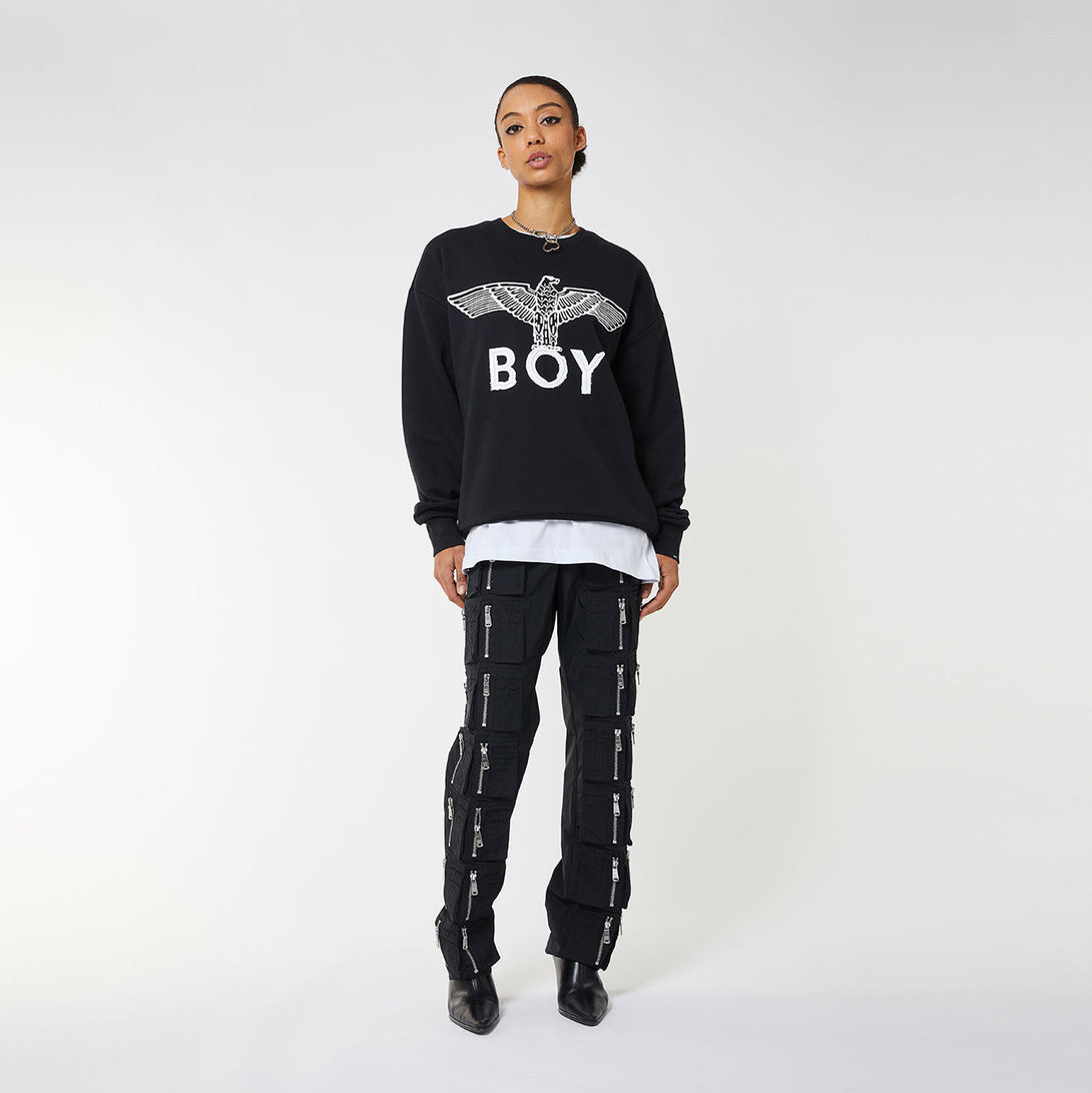 BOY EAGLE SCRIBBLE SWEATSHIRT WOMENS - BLACK/WHITE